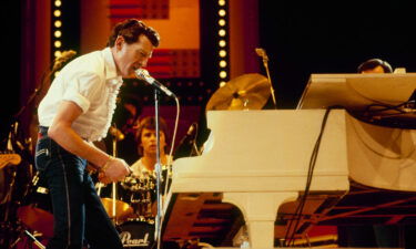 Jerry Lee Lewis performs on stage at the Country Music Festival held at Wembley Arena