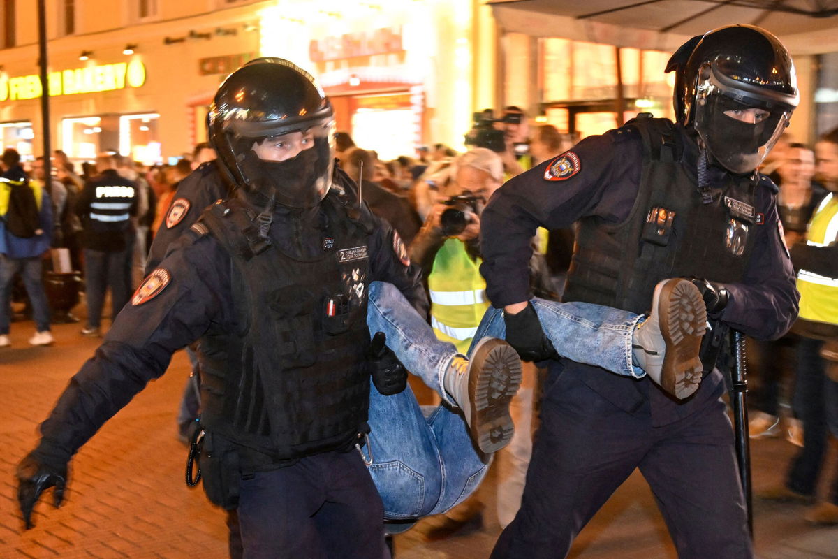 <i>Alexander Nemenov/AFP via Getty Images</i><br/>Protests took place in Russia after President Vladimir Putin's announcement for 