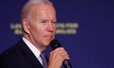 President Joe Biden gives remarks on student debt relief at Delaware State University on October 21. The Justice Department told an appeals court on October 24 that the Biden administration should be allowed to carry out its student debt relief plan as an appeal plays out.