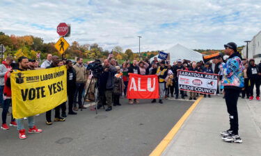 Amazon workers in upstate New York have voted against forming a union. Amazon workers here rally in Castleton-On-Hudson