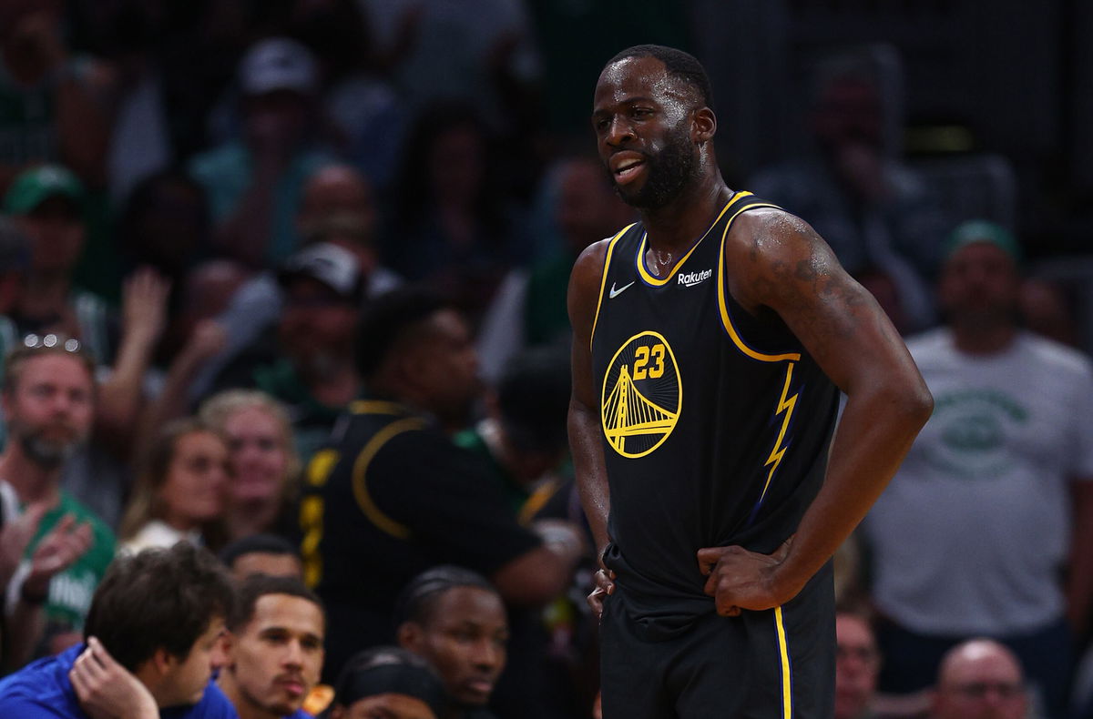 BOSTON, MASSACHUSETTS - JUNE 10: Draymond Green #23 of the Golden State Warriors looks on in the third quarter against the Boston Celtics during Game Four of the 2022 NBA Finals at TD Garden on June 10, 2022 in Boston, Massachusetts. NOTE TO USER: User expressly acknowledges and agrees that, by downloading and/or using this photograph, User is consenting to the terms and conditions of the Getty Images License Agreement. (Photo by Elsa/Getty Images)