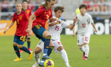 Torrecilla (14) plays for Spain in the SheBelieves Cup against Japan on March 5