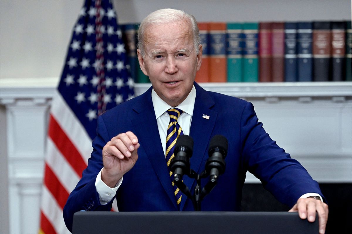 <i>Olivier Douliery/AFP/Getty Images</i><br/>US President Joe Biden announces student loan relief on August 24 in the Roosevelt Room of the White House in Washington