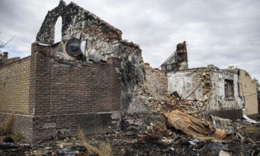 A view of damage at Velyka Oleksandrivka town