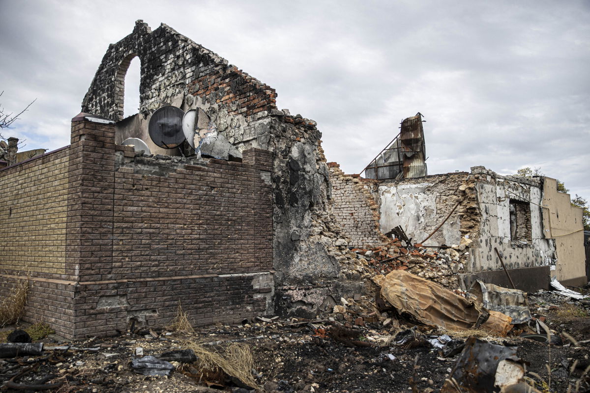 <i>Metin Aktas/Anadolu Agency/Getty Images</i><br/>A view of damage at Velyka Oleksandrivka town