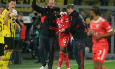 Alphonso Davies had to go off against Borussia Dortmund just before half-time.