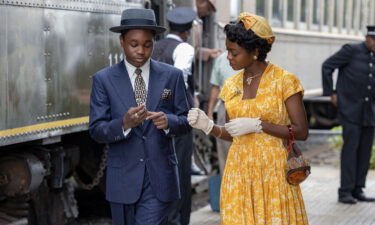 Jalyn Hall as Emmett Till (left) and Danielle Deadwyler as Mamie Till Mobley are pictured here in "Till