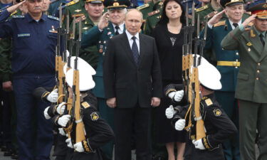 Russian President Vladimir Putin attends a wreath-laying ceremony on June 22