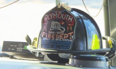 Firefighters around Massachusetts honor veteran battling ALS with helmet tribute.
