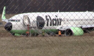 Flair Airlines flight F8 501 from Vancouver to Kitchener-Waterloo went off the runway at the end of its landing at the Region of Waterloo International Airport.