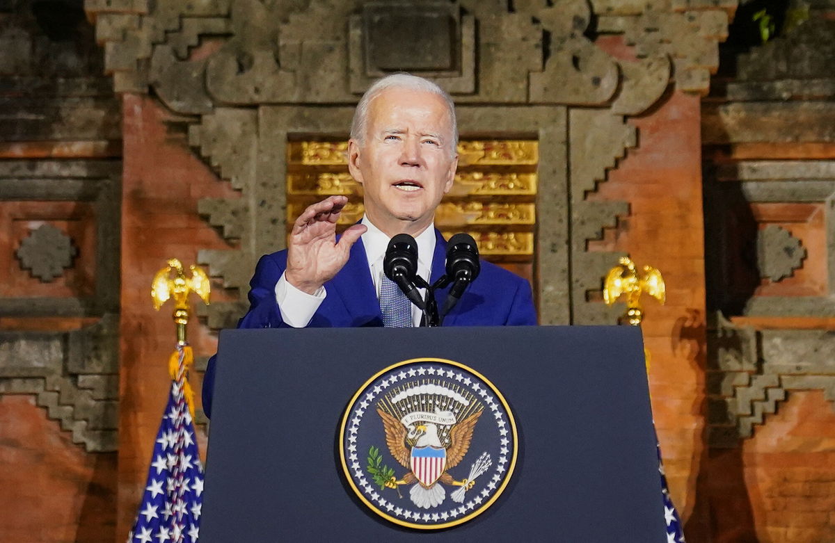 <i>Kevin Lamarque/Reuters</i><br/>President Joe Biden is seen here in Bali