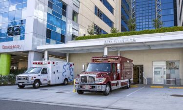 Ambulances are pictured here parked at the Children's Health of Orange County on November 1. RSV hospitalizations were significantly higher than normal again last week amid a respiratory virus season that's hitting the United States earlier and harder than usual.