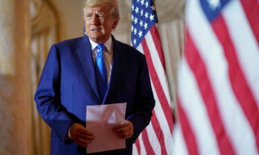 Former President Donald Trump arrives to speak at Mar-a-Lago on November 8 in Palm Beach