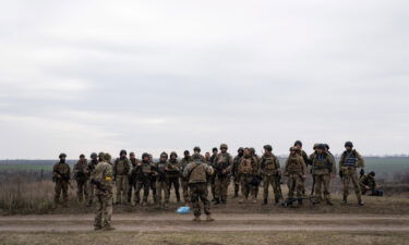 Ukrainian soldiers are seen here after military training simulating an attack in the trenches for the counteroffensive to recapture Kherson.