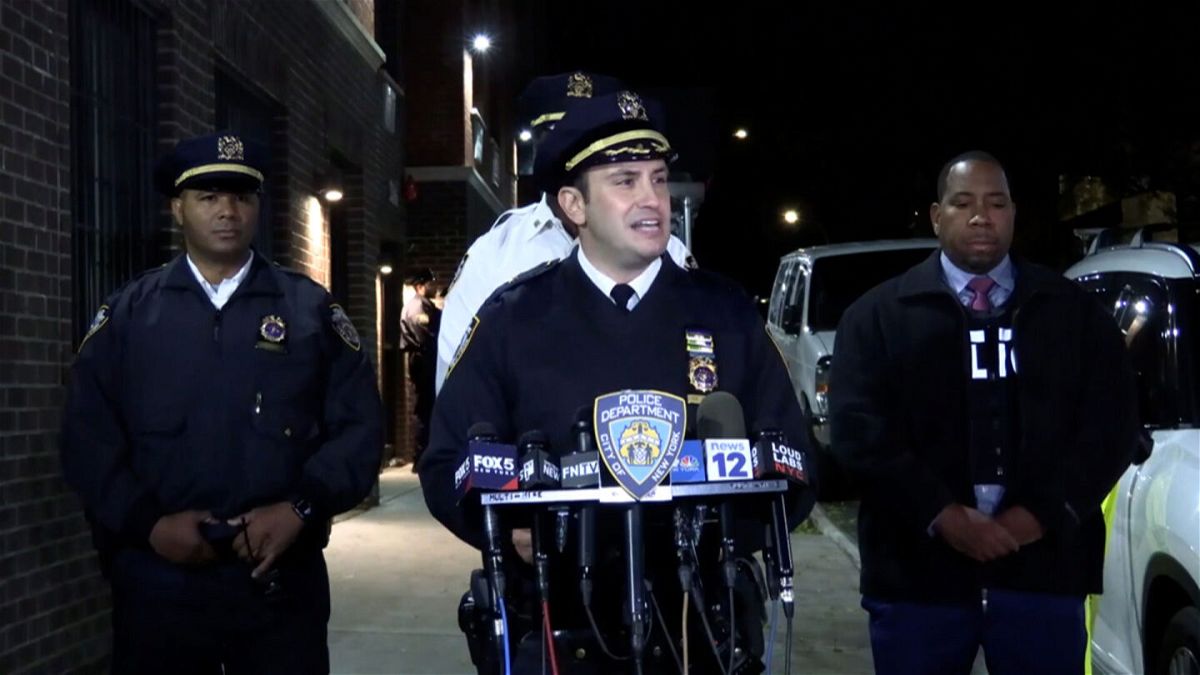 <i>NYPD News Twitter</i><br/>NYPD Deputy Chief Louis Deceglie briefs reporters at a news conference November 26.