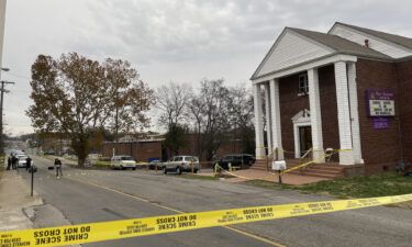 A crime scene is taped off at New Season Church in Nashville Saturday.