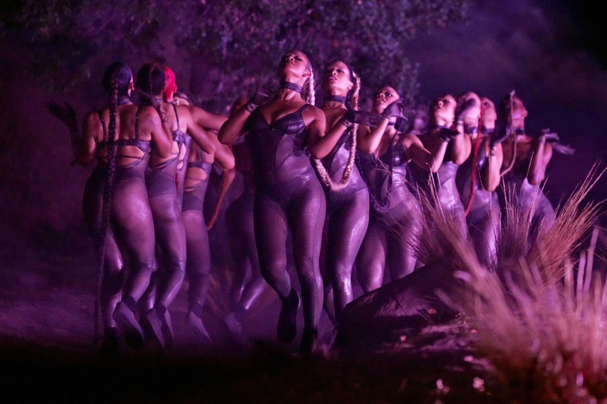 <i>Kevin Mazur/Getty Images</i><br/>Dancers seen on stage during Rihanna's Savage X Fenty Show Vol. 4 on November 4