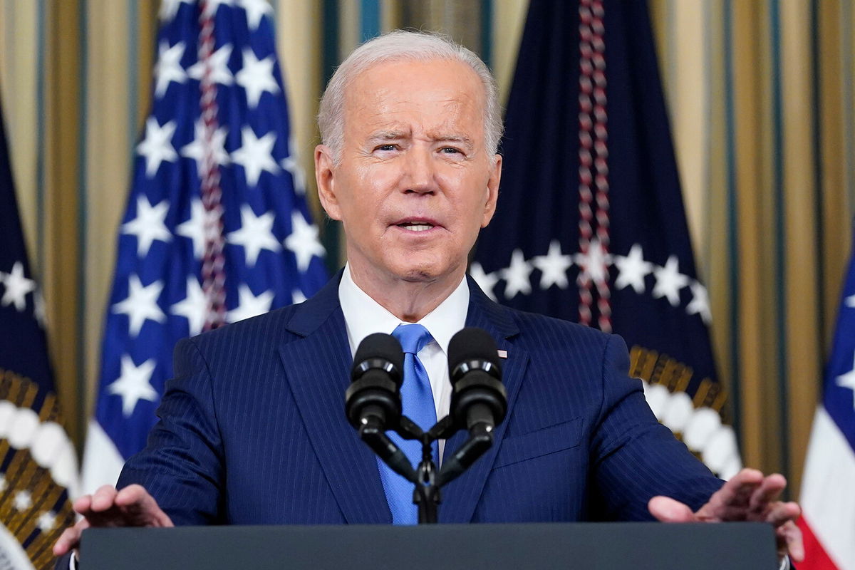 <i>Susan Walsh/AP</i><br/>President Joe Biden speaks in the State Dining Room of the White House on November 9.