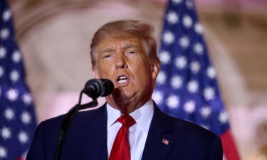 Former US President Donald Trump speaks during an event at his Mar-a-Lago home on November 15 in Palm Beach