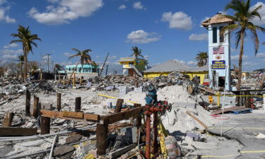 The heavily damaged area near the pier in Fort Myers Beach