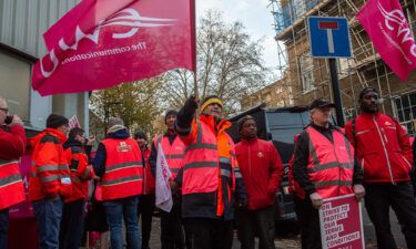 Strikers from the Communication Workers Union pictured in Camden
