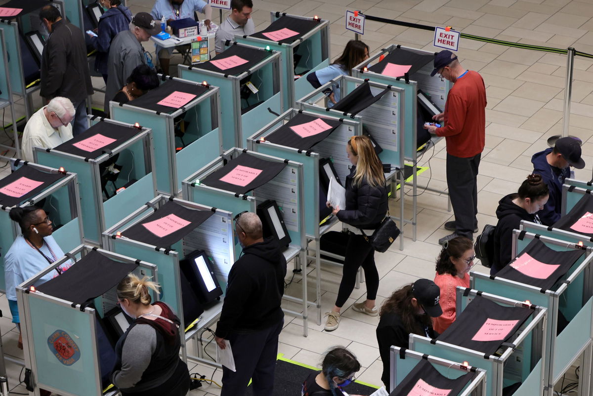 <i>Ethan Miller/Getty Images</i><br/>Voters in several states have approved progressive measures that could not get through a Democratic-led Congress or Republican-dominated statehouses. People are pictured here voting in Las Vegas on November 8.