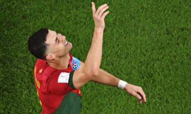 Ronaldo celebrates scoring his history-making penalty against Ghana.