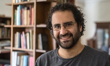 Egyptian activist and blogger Alaa Abd El-Fattah gives an interview at his home in Cairo on May 17