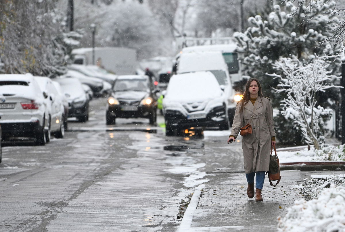 <i>Yuriy Dyachyshyn/AFP/Getty Images</i><br/>The first snow fall of the season in Lviv