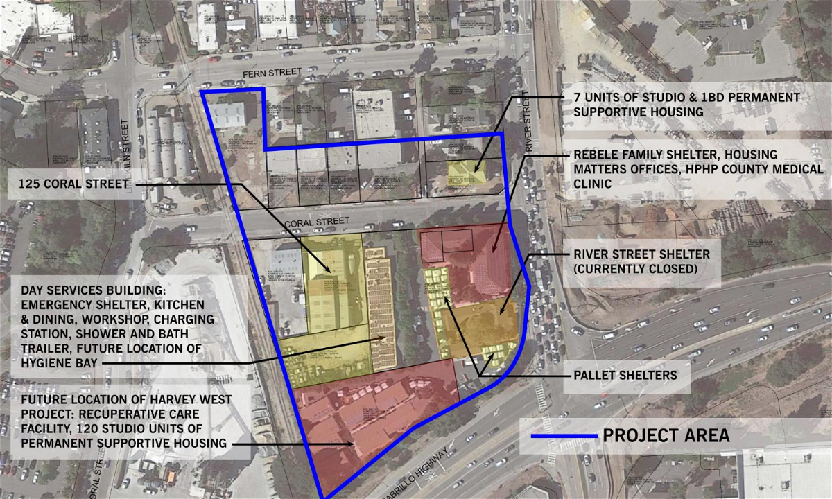 Proposed homeless services project along Coral Street in Santa Cruz.