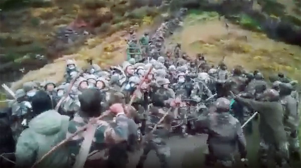 A violent clash between Indian and Chinese troops apparently erupted at their disputed border. It's not clear exactly where or when the video was taken