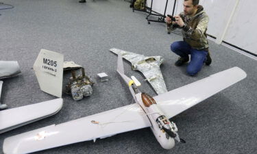 Parts of a drone used by Russia against Ukraine