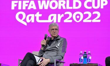 Arsène Wenger speaks to reporters at a media briefing in Doha