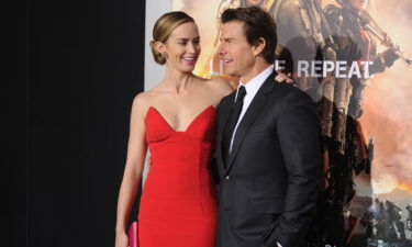 Emily Blunt and Tom Cruise at the 2014 premiere of "Edge of Tomorrow."