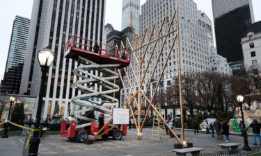 The world's largest menorah is erected on Fifth Avenue and 59th Street near Central Park in New York City