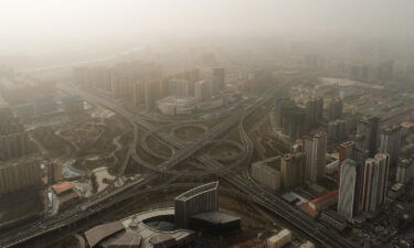 Sand and dust blanket the city of Hohhot in Inner Mongolia on Monday.