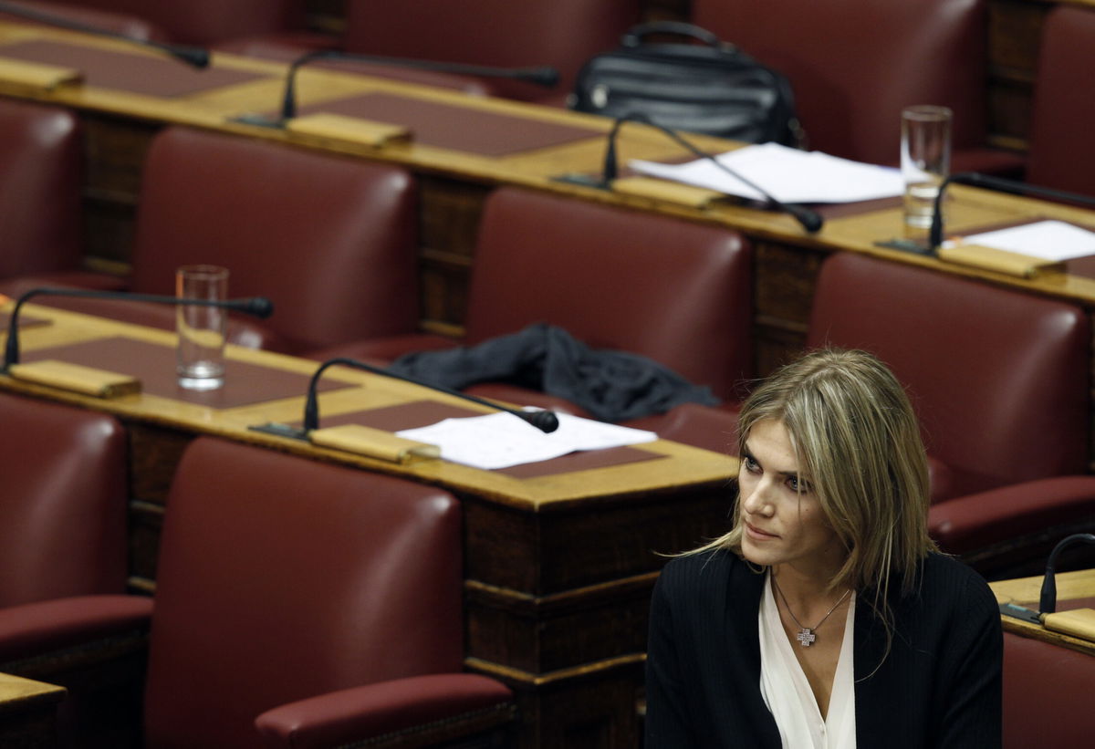 <i>Yiorgos Karahalis/Reuters</i><br/>Eva Kaili in parliament in Athens on November 4