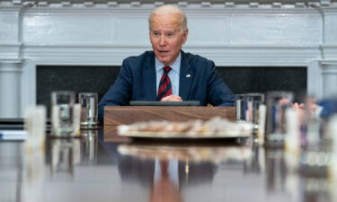 President Joe Biden speaks during a meeting with Democratic lawmakers in the Roosevelt Room of the White House on January 24.