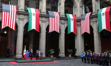 President Joe Biden meets his Mexican counterpart Andres Manuel Lopez Obrador at an official welcoming ceremony before taking part in the North American Leaders' Summit in Mexico City on January 9.