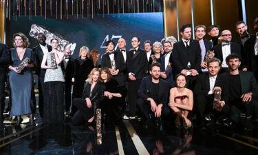 Last year's César awardees pose for a picture at the 47th César Film Awards Ceremony at L'Olympia in Paris