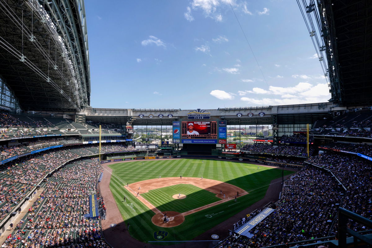 <i>Joe Robbins/Icon Sportswire/Getty Images</i><br/>A view of a Major League Baseball game at American Family Field in Milwaukee between the Milwaukee Brewers and Washington Nationals on August 22