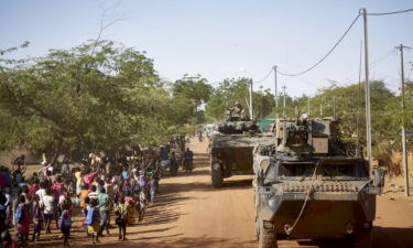 French soldiers patrol the village of Gorom Gorom in northern Burkina Faso in November 2019.