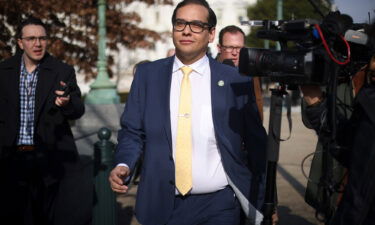 Rep. George Santos leaves the US Capitol on January 12