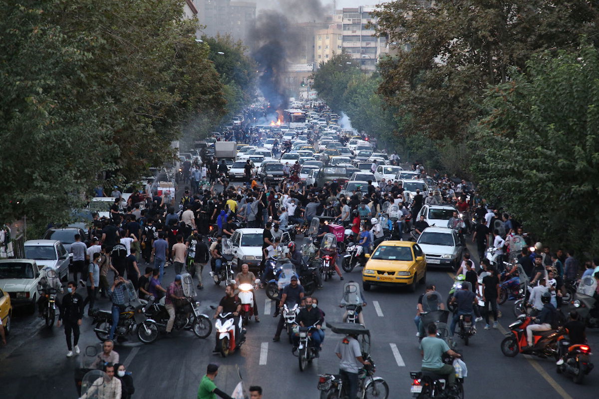 <i>Stringer/AFP/Getty Images</i><br/>Thousands of people have taken to the streets since Mahsa Amini's death in September