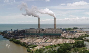 An aerial view of DTE Energy's coal-fired power plant in Monroe