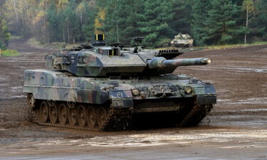 A Leopard 2 battle tank of the German armed forces Bundeswehr is pictured in October 2017.