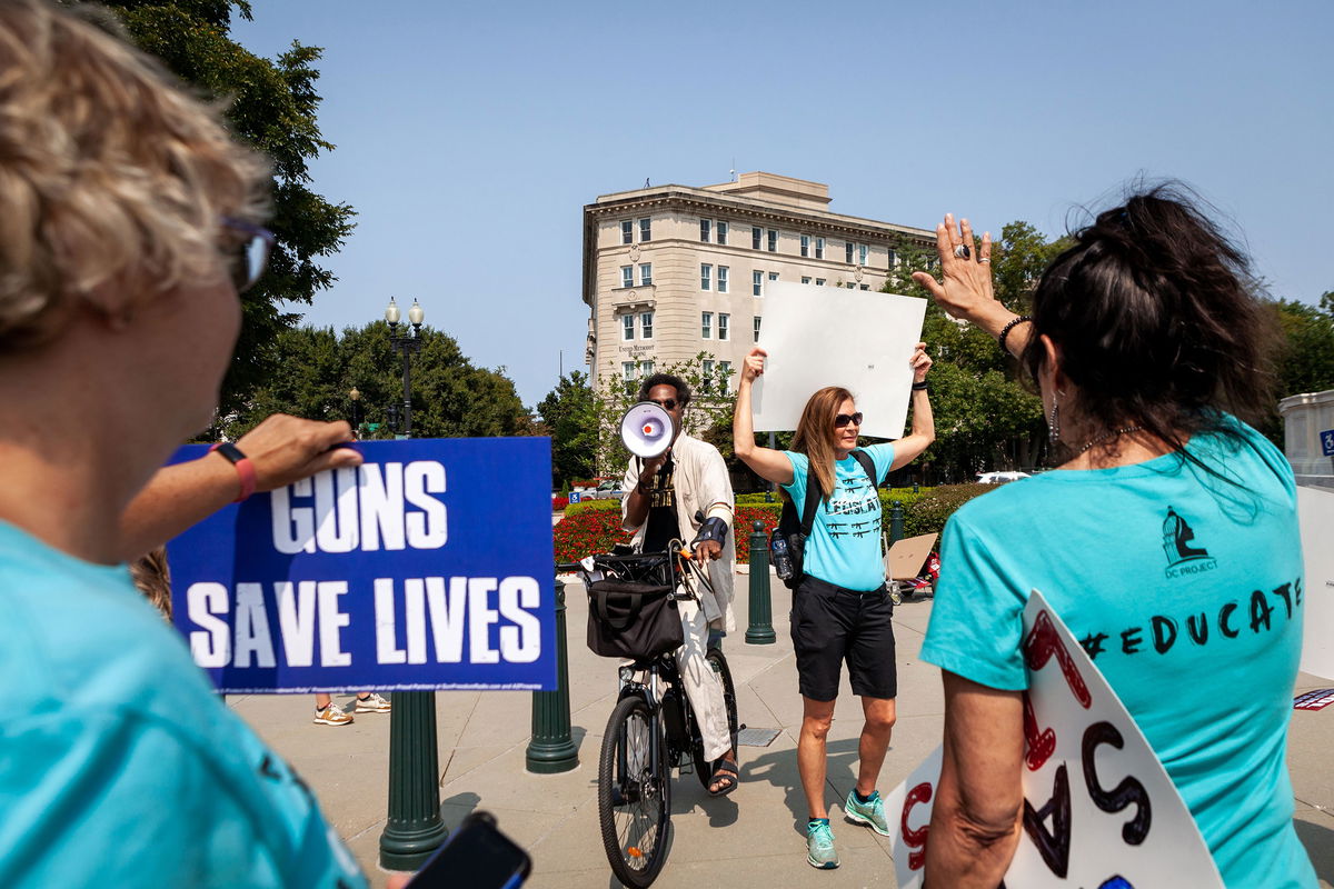 <i>Allison Bailey/NurPhoto/Shutterstock</i><br/>A pro-gun rights Second Amendment demonstration is pictured here at the US Capitol in September of 2022.