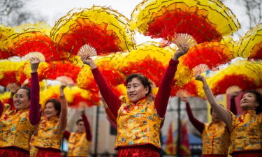 Dancers perform on the first day of the Lunar New Year in New York's Chinatown on February 16