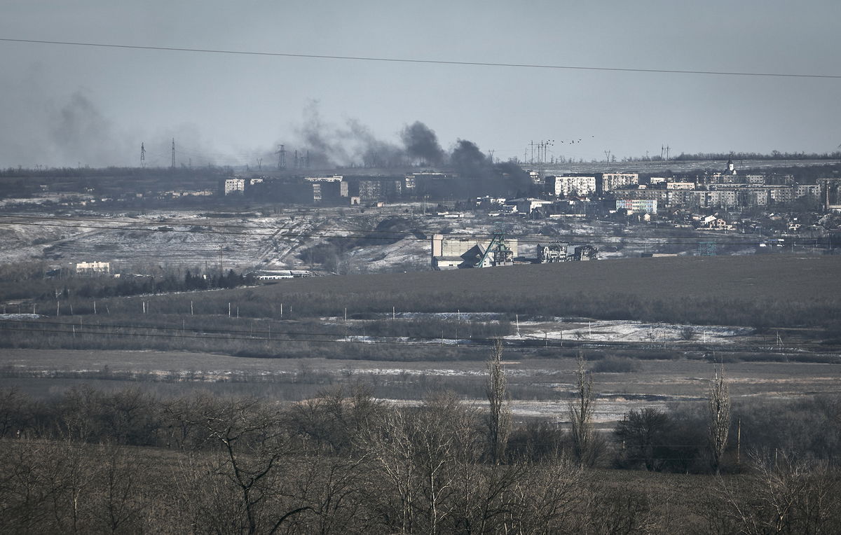 <i>Libkos/AP</i><br/>Russia claims on Friday that its forces have taken Soledar after weeks of fierce fighting. Smoke here rises after shelling in Soledar on Wednesday.