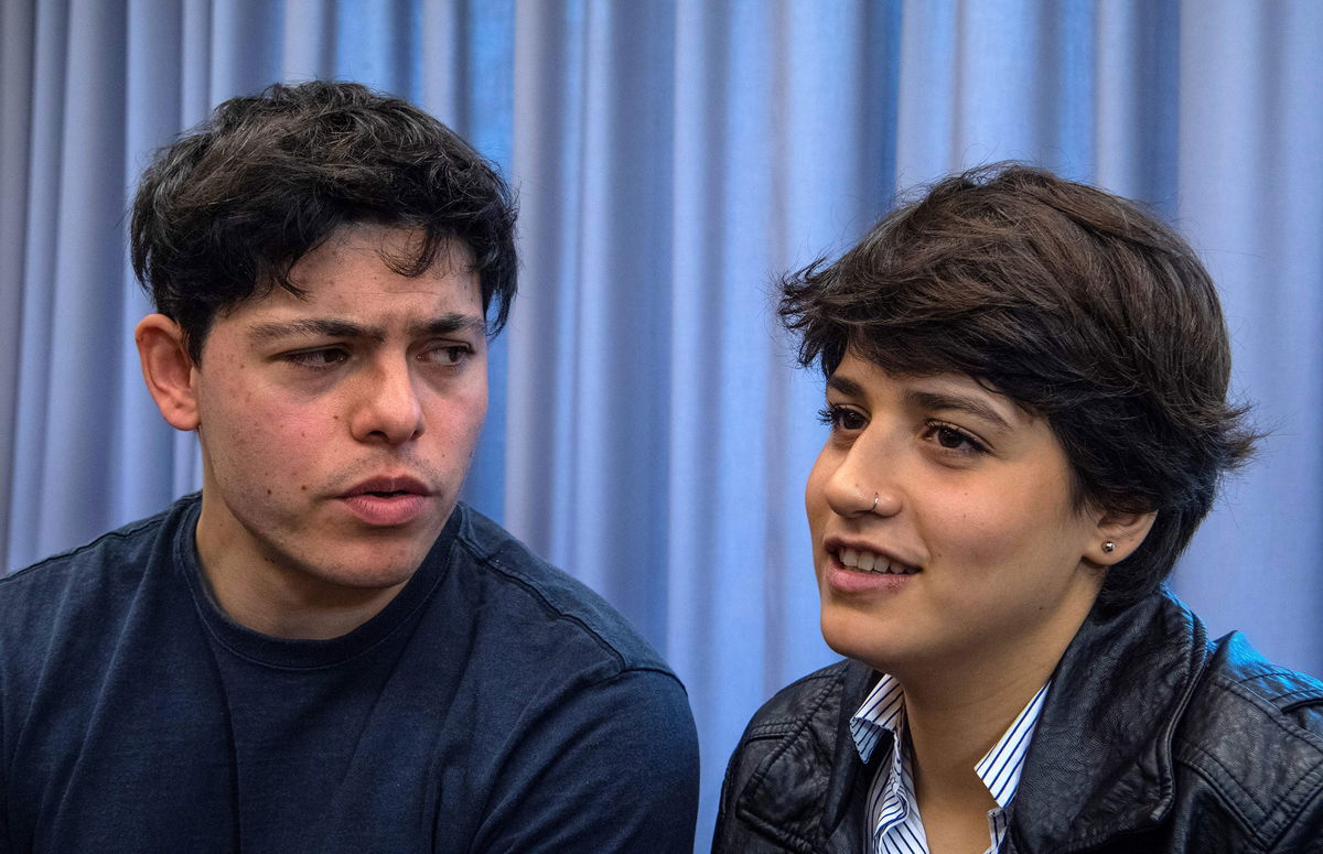 <i>John Macdougall/AFP/Getty Images</i><br/>German-Irish volunteer Sean Binder (left) and Syrian refugee Sarah Mardini